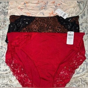 Soma Embraceable Women's Lace-Trim Brief Panties lot of 3